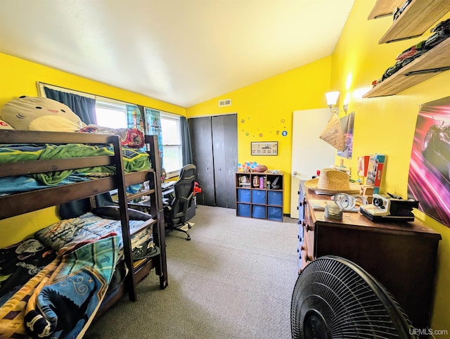 104 Provider St, Gwinn, MI 49841 - carpeted bedroom with lofted ceiling and a closet