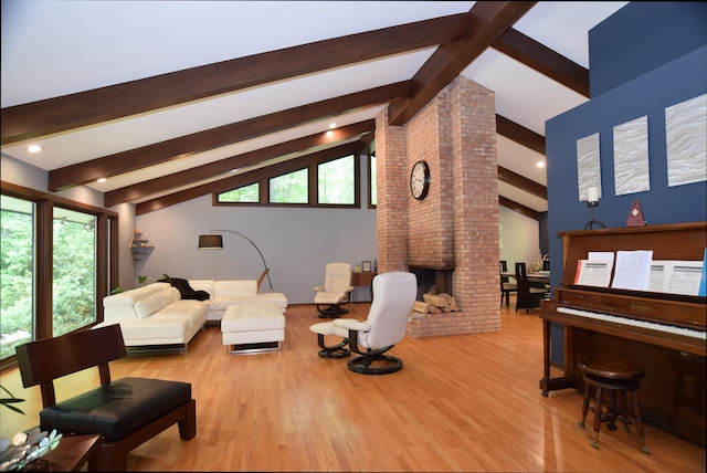 5400 Siebert St, Midland, MI 48640 - living room with plenty of natural light, a fireplace, wood finished floors, and recessed lighting