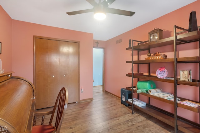 52225 Bryan Michael Dr, Macomb, MI 48042 - office with a ceiling fan and light wood-style floors