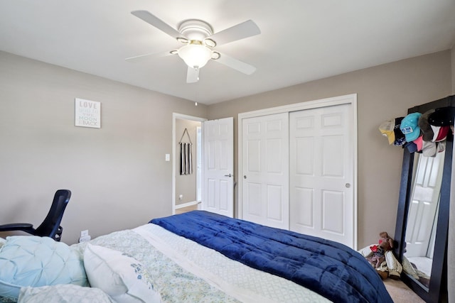 27735 Sylvan Ave, Warren, MI 48093 - carpeted bedroom featuring a closet and ceiling fan