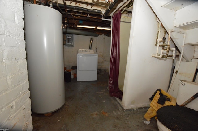 17530 Oakdale St, Roseville, MI 48066 - unfinished below grade area featuring washer / clothes dryer and water heater