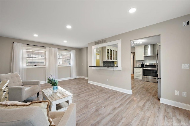 37738 Maplehill St, Harrison Twp, MI 48045 - living room featuring light wood-style floors and recessed lighting