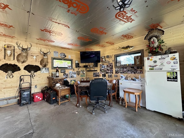 4828 I Rd, Bark River, MI 49807 - office area featuring concrete floors and wooden walls