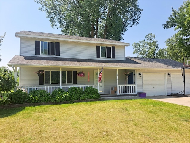 250 Witbeck Dr, Clare, MI 48617 - view of front of property with a porch, a garage, a front lawn, and concrete driveway