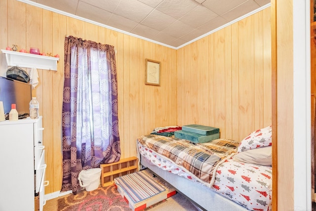 8941 Lakeshore Rd, Lexington, MI 48450 - bedroom with ornamental molding and wood walls