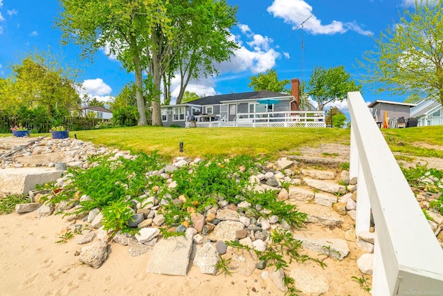 8941 Lakeshore Rd, Lexington, MI 48450 - view of grassy yard featuring a deck