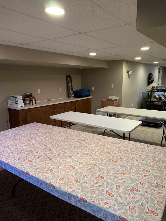 48274 Prestwyck Rd, Macomb, MI 48044 - kitchen with recessed lighting, carpet, light countertops, and a drop ceiling