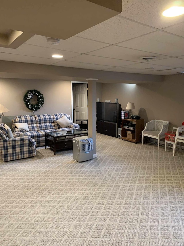 48274 Prestwyck Rd, Macomb, MI 48044 - carpeted living room with a drop ceiling
