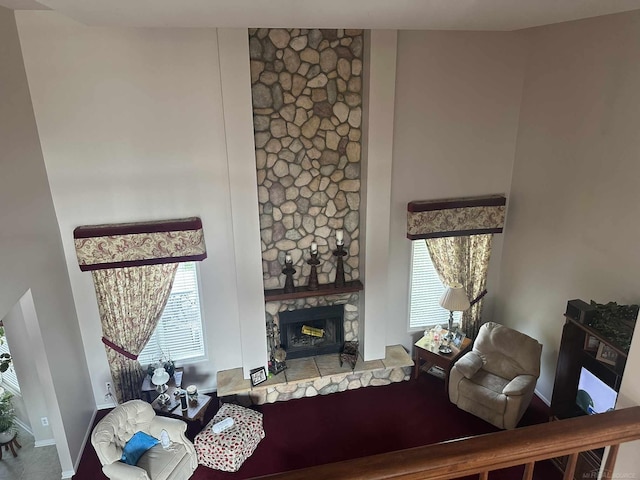 48274 Prestwyck Rd, Macomb, MI 48044 - living area featuring a fireplace and baseboards