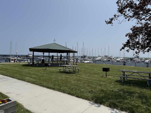38 S Ridge Rd, Port Sanilac, MI 48469 - view of community featuring a gazebo, a yard, and a water view