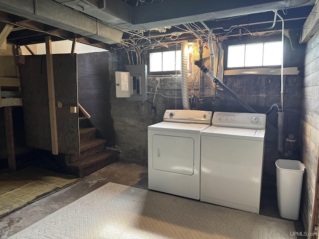 406 S 12th St, Escanaba, MI 49829 - laundry area with washer and dryer and electric panel