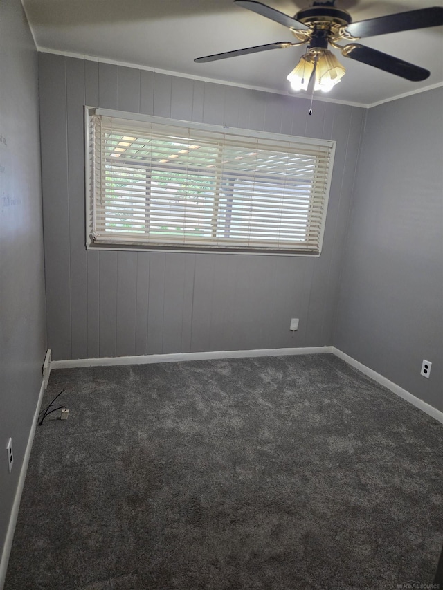 23018 Englehardt Cmn, Saint Clair Shores, MI 48080 - carpeted empty room with ceiling fan and ornamental molding