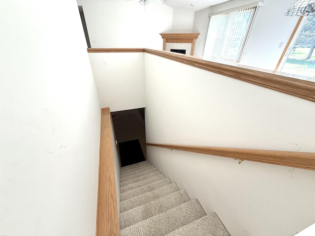 1248 S Hemlock Rd, Hemlock, MI 48626 - stairway with a fireplace