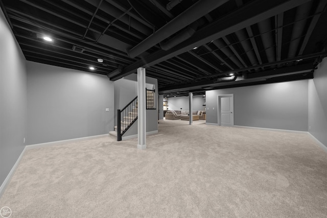 53081 Enclave Cir, Shelby Twp, MI 48315 - finished below grade area with carpet flooring and stairway