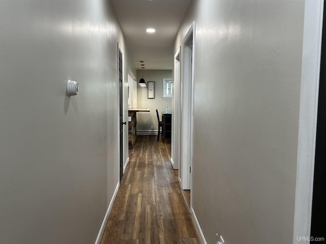708 Paul Bunyan Ave, Ontonagon, MI 48853 - hallway with dark wood-style flooring and recessed lighting