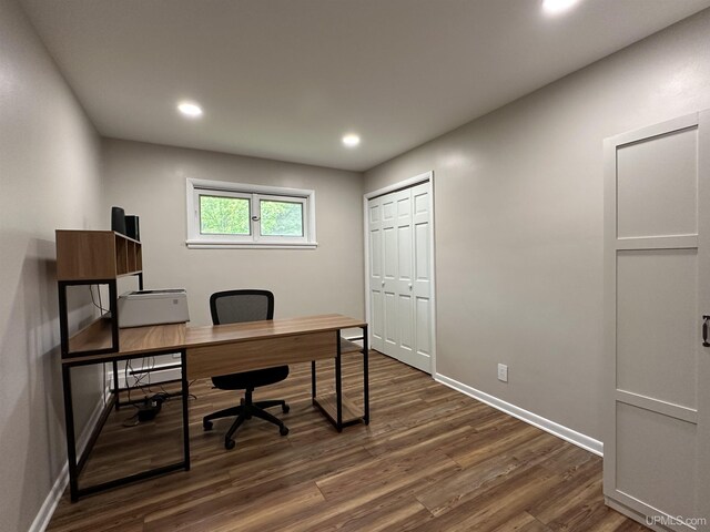 708 Paul Bunyan Ave, Ontonagon, MI 48853 - office space with dark wood finished floors and recessed lighting