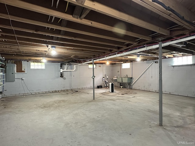 708 Paul Bunyan Ave, Ontonagon, MI 48853 - below grade area featuring electric panel and a sink