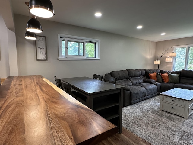 708 Paul Bunyan Ave, Ontonagon, MI 48853 - living room featuring wood finished floors and recessed lighting