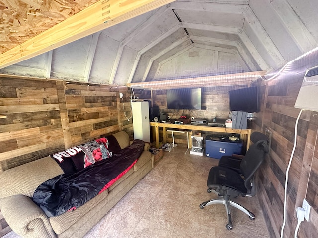 423 W Railway St, Coleman, MI 48618 - living room with vaulted ceiling and wooden walls