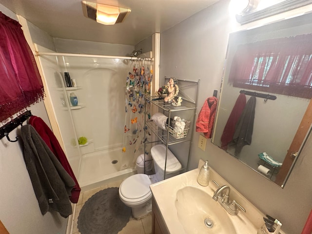 423 W Railway St, Coleman, MI 48618 - bathroom featuring a stall shower, vanity, and tile patterned flooring