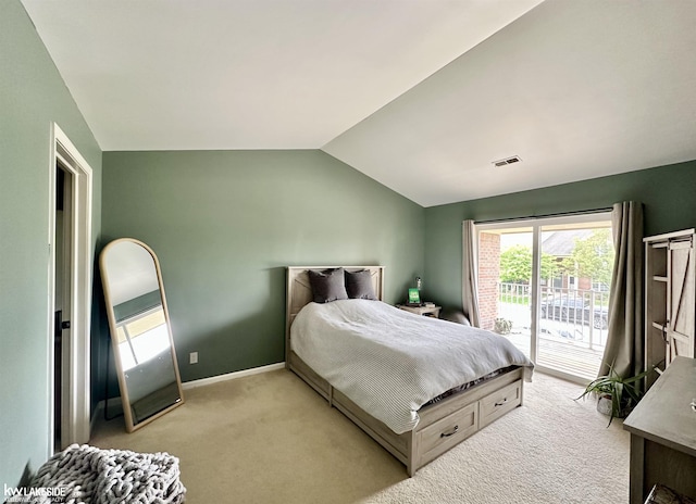 1922 Flagstone Cir, Rochester, MI 48307 - bedroom with access to outside, light colored carpet, and vaulted ceiling