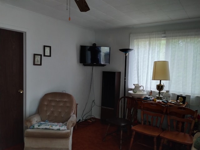 11131 Kaylynn Dr, Lake, MI 48632 - sitting room featuring ornamental molding and a ceiling fan