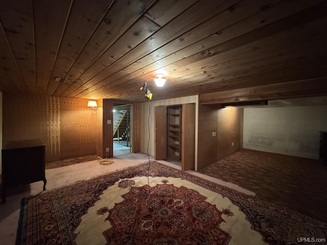 3 Fairway Dr, Marquette, MI 49855 - finished below grade area with stairway and wooden ceiling