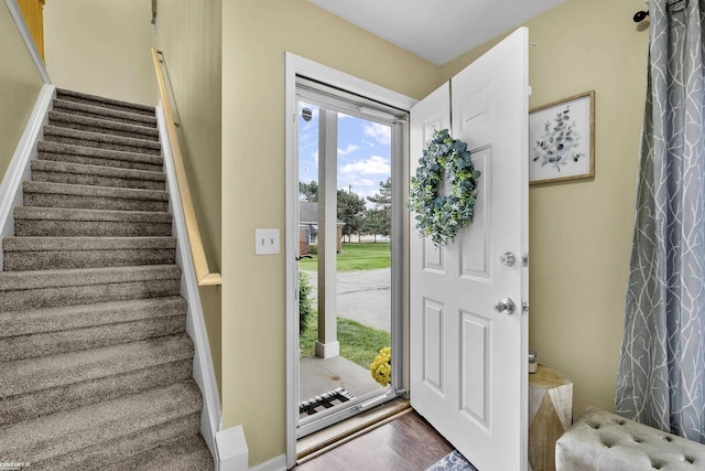 37576 Stonegate Cir, Clinton Township, MI 48036 - foyer with stairway and wood finished floors