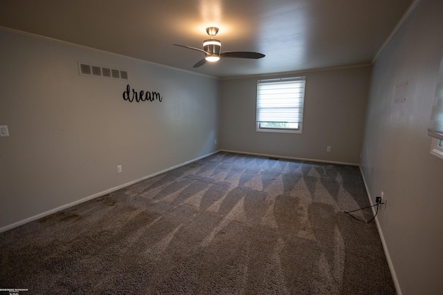 22410 Eaton St, Novi, MI 48375 - carpeted empty room with crown molding and ceiling fan