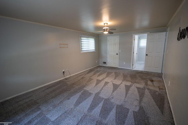 22410 Eaton St, Novi, MI 48375 - unfurnished bedroom featuring crown molding, carpet, and ceiling fan