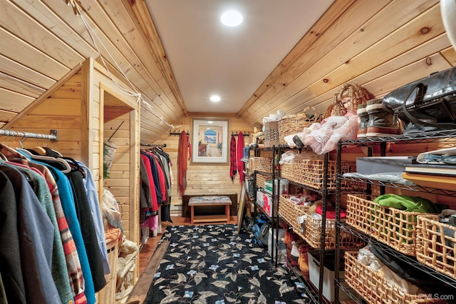 15951 Water St, Garden, MI 49835 - spacious closet featuring wood finished floors and vaulted ceiling