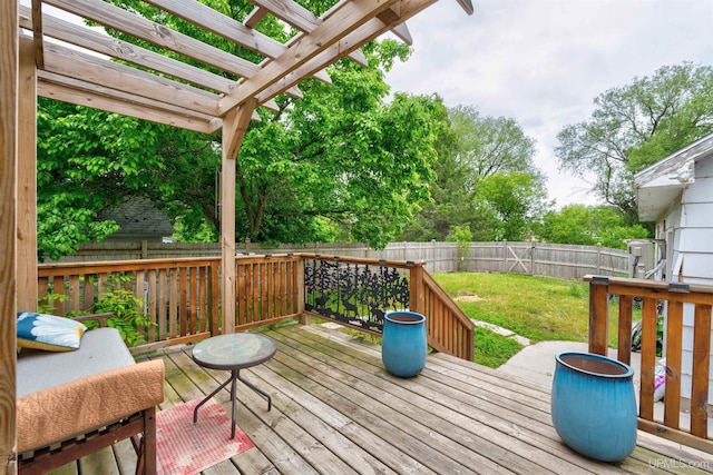 15951 Water St, Garden, MI 49835 - wooden deck with a pergola and a fenced backyard