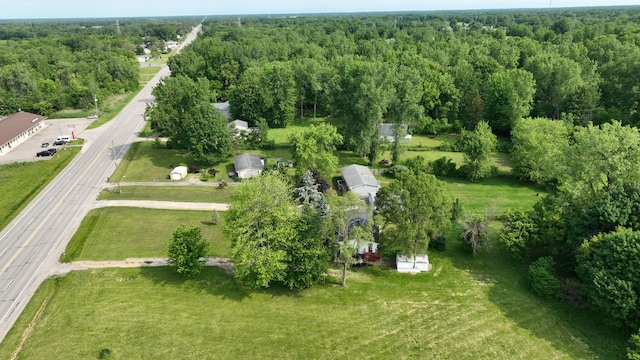 13148 Saginaw Rd, Clio, MI 48420 - aerial view of property and surrounding area featuring a heavily wooded area