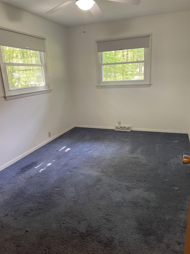 1549 N 7 Mile Rd, Sanford, MI 48657 - unfurnished room featuring plenty of natural light, a ceiling fan, and dark carpet