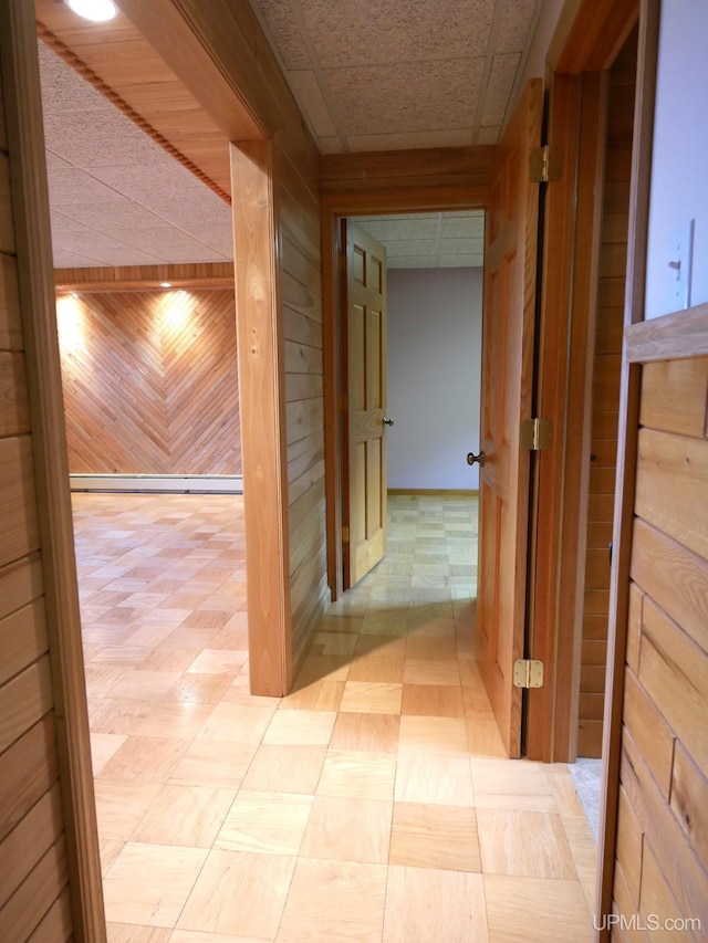 1120 Dextrom Rd, Calumet, MI 49913 - hall with wooden walls and light flooring