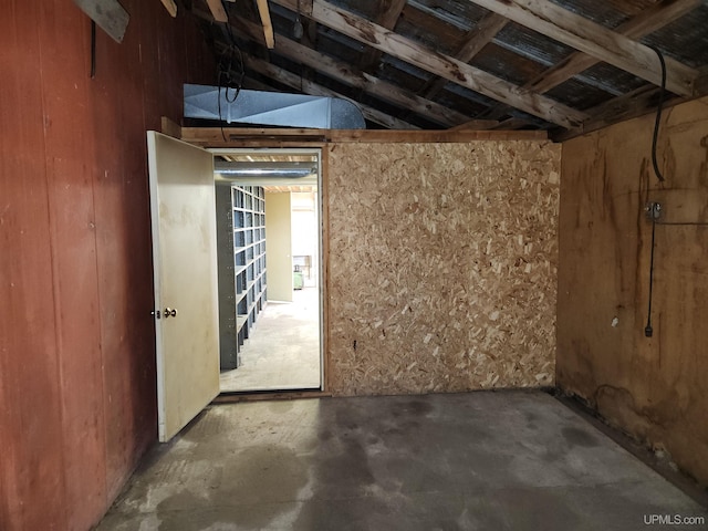 1120 Dextrom Rd, Calumet, MI 49913 - basement with wooden walls