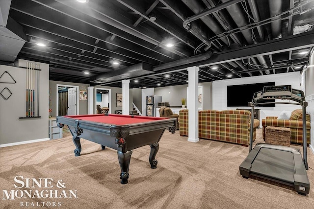 1319 S River Pointe Dr, Saint Clair, MI 48079 - recreation room with carpet and billiards table