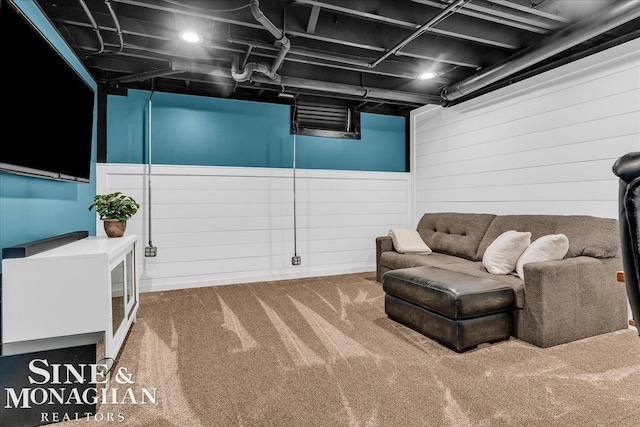 1319 S River Pointe Dr, Saint Clair, MI 48079 - sitting room featuring carpet floors and wood walls