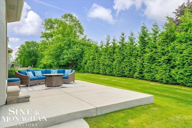 1319 S River Pointe Dr, Saint Clair, MI 48079 - view of patio with an outdoor living space with a fire pit