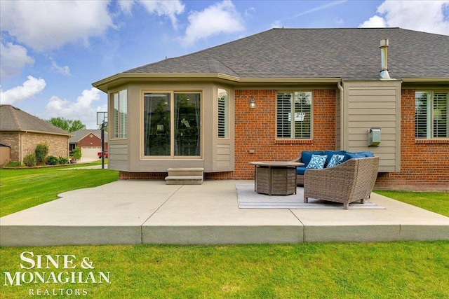 1319 S River Pointe Dr, Saint Clair, MI 48079 - rear view of house with a patio, a lawn, entry steps, and outdoor lounge area