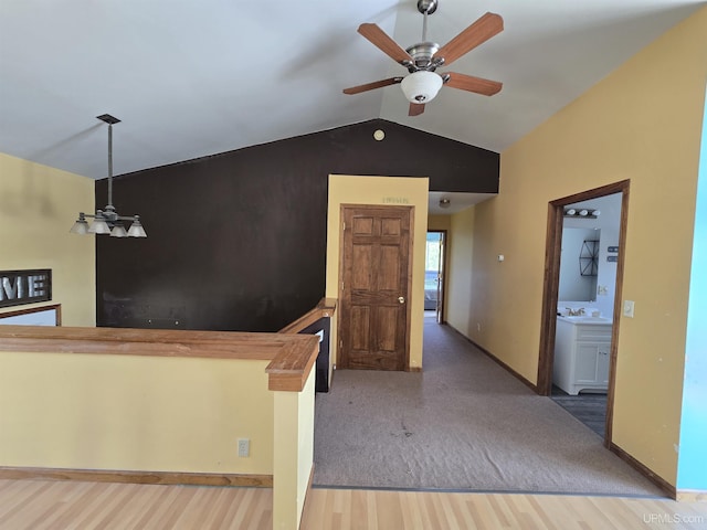 49962 Rosenlund Rd, Hancock, MI 49930 - hallway with wood finished floors and lofted ceiling
