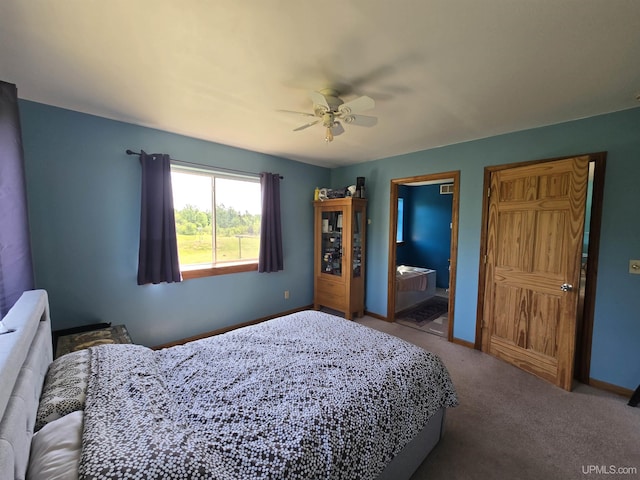 49962 Rosenlund Rd, Hancock, MI 49930 - bedroom with carpet, a ceiling fan, and ensuite bath