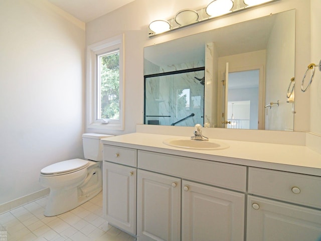 20343 Nicol Creek Dr, Macomb Twp, MI 48044 - full bathroom with a marble finish shower, vanity, and tile patterned flooring