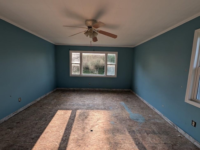 304 Beech St, Kawkawlin, MI 48706 - unfurnished room featuring ceiling fan and crown molding