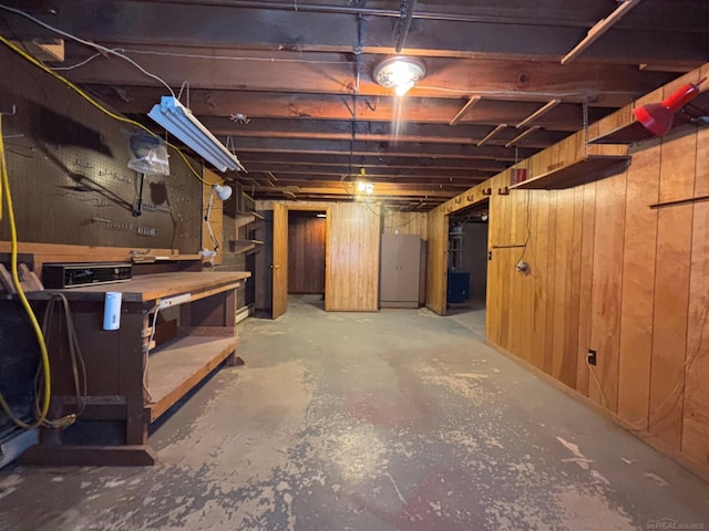 10301 County Farm Rd, Parma, MI 49269 - unfinished basement featuring wooden walls