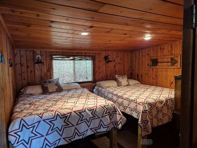 801 W Rd, Harrison, MI 48625 - bedroom with wooden ceiling and wood walls