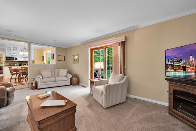4112 Adams Dr, Shelby Twp, MI 48316 - living area featuring crown molding and carpet