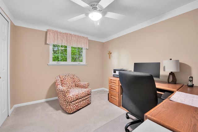 4112 Adams Dr, Shelby Twp, MI 48316 - office area featuring ceiling fan and light carpet