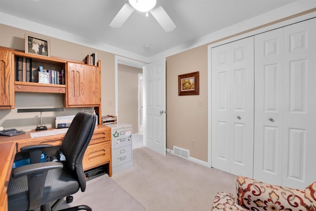 4112 Adams Dr, Shelby Twp, MI 48316 - office area with a ceiling fan and light colored carpet