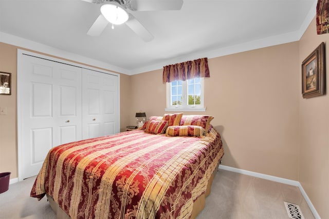 4112 Adams Dr, Shelby Twp, MI 48316 - bedroom with carpet floors, a closet, and ceiling fan